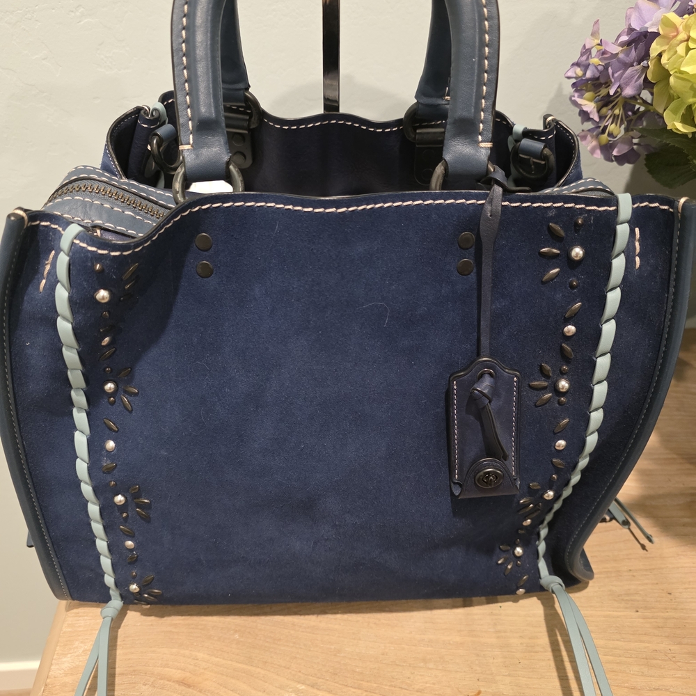 1941 COACH ROGUE 36 BLUE SUEDE CUSTOM WITH WHIPSTICH AND RIVETS, VGC